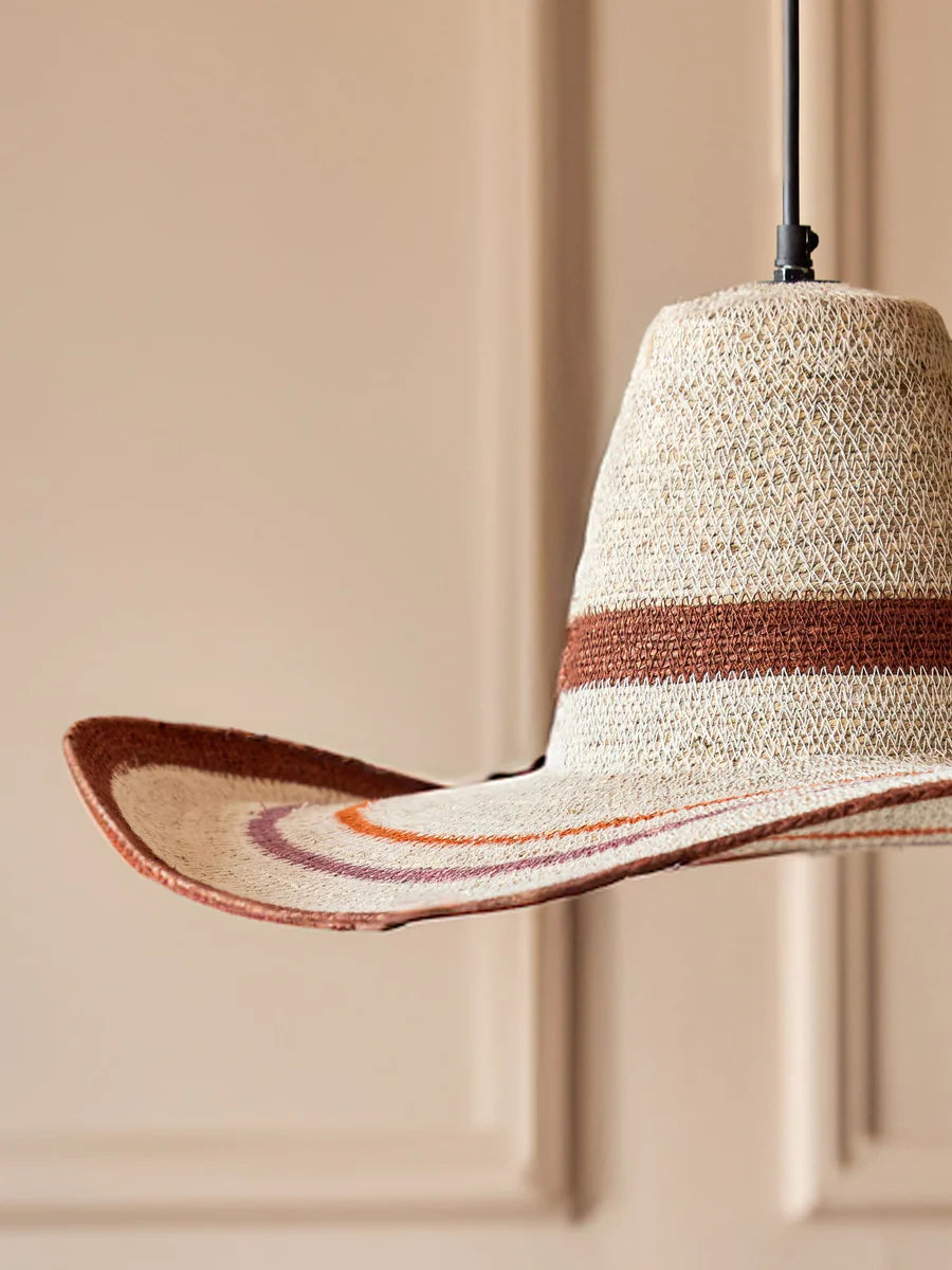 Seagrass Pendant Lamp with Cord for Hanging in Hat Shape