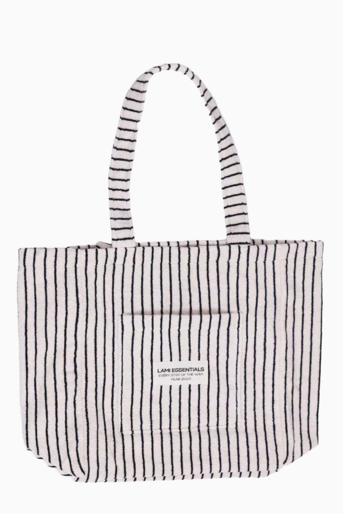 Black and white striped tote bag