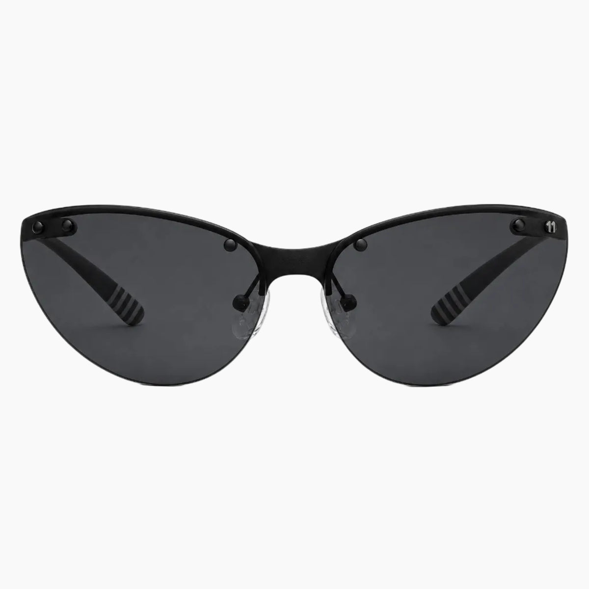 Black cat-eye sunglasses on a white background