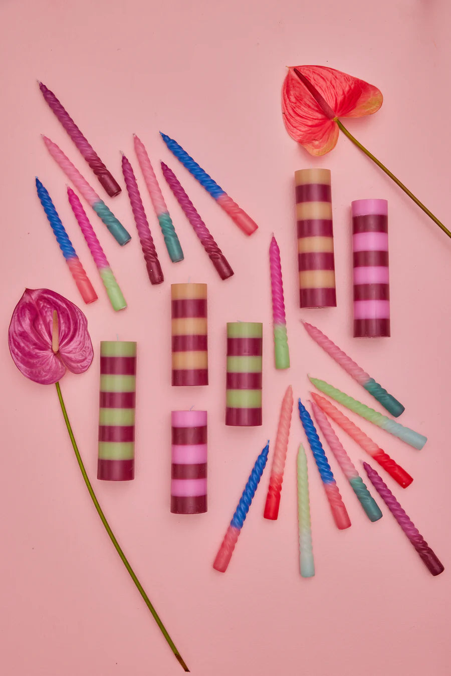 Striped Candles in Asst. 3 Colors - Large - 62HR