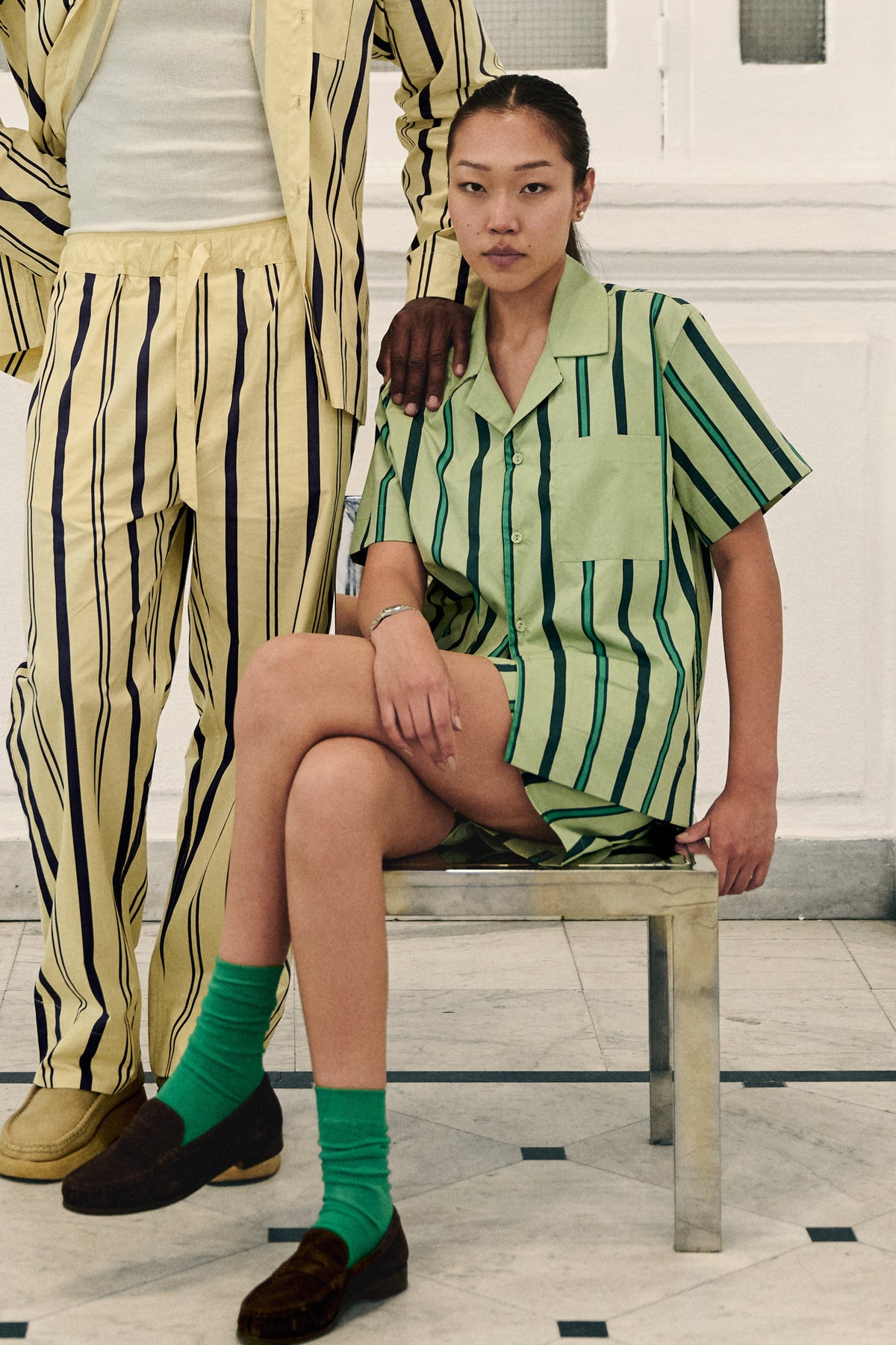 Trad stripe shirt - Laurel Green