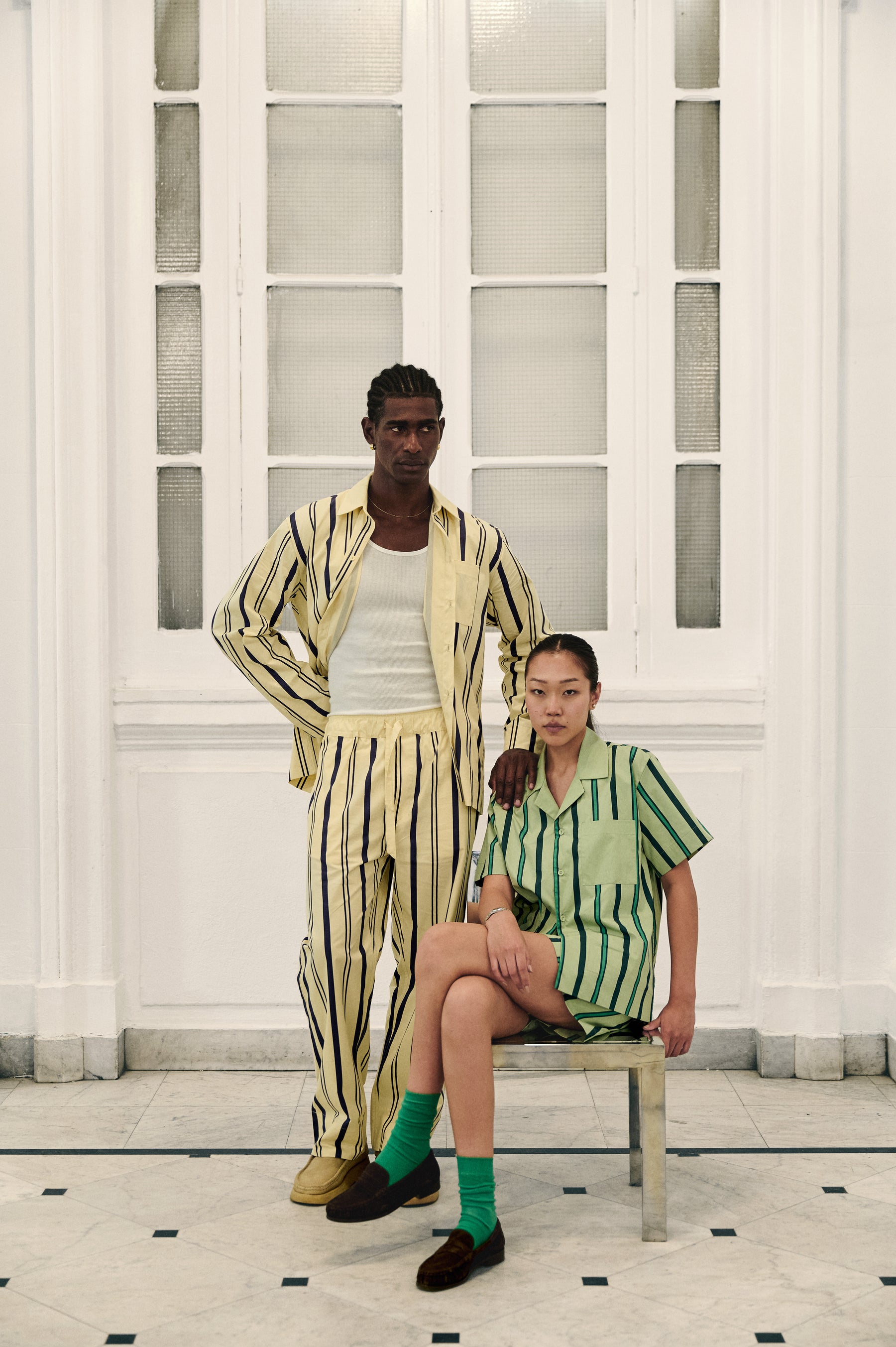 Trad stripe shirt - Laurel Green