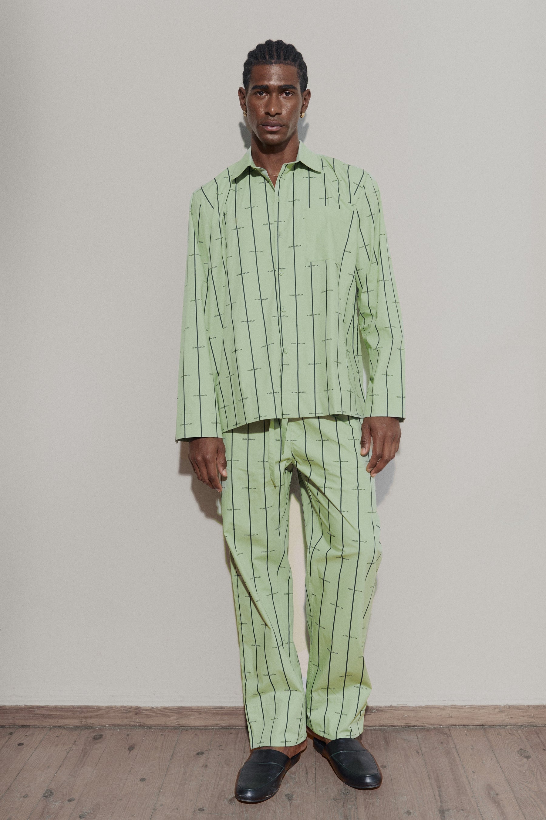 House Babylon stripe Trousers - Laurel Green