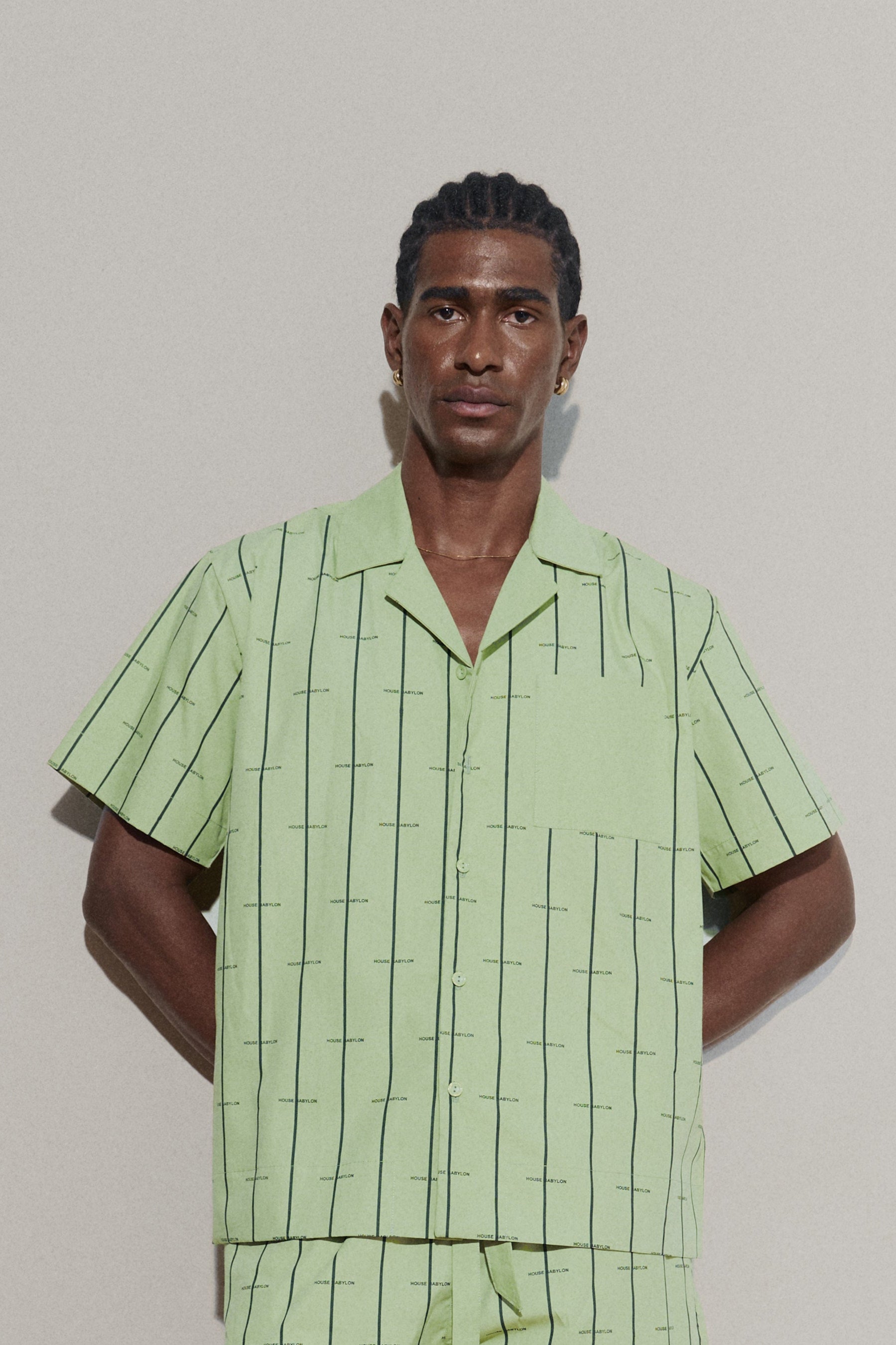 House Babylon stripe shirt - Laurel Green