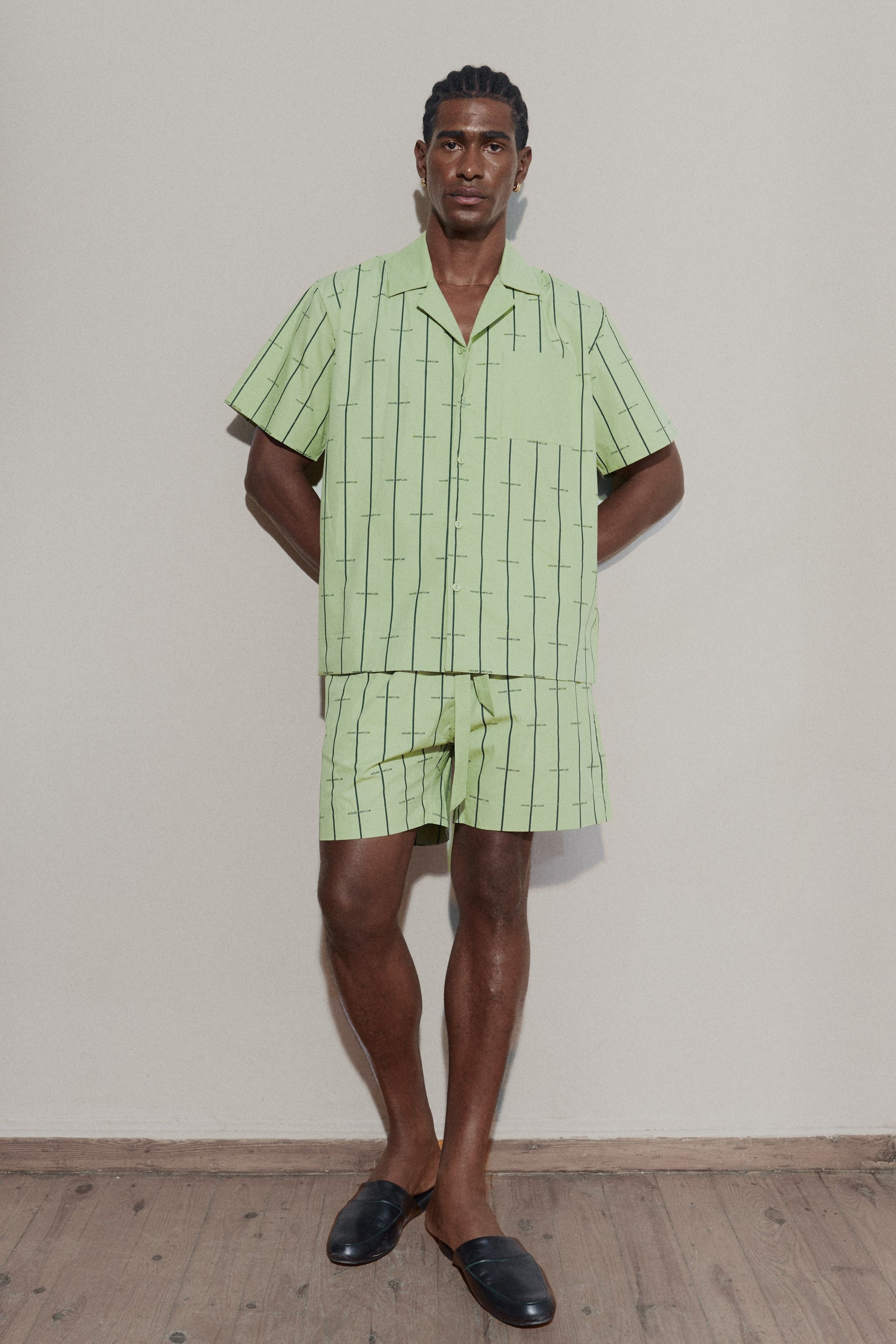 House Babylon stripe shorts - Laurel Green