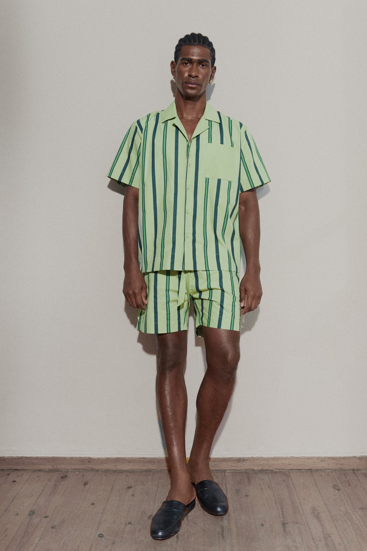 Trad stripe shirt - Laurel Green
