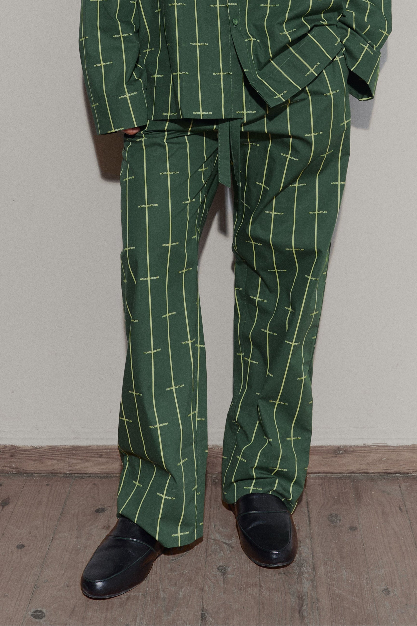 House Babylon stripe Trousers - Dark Green