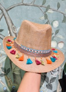 BB Summer Hats - Beige Boho Red Pumpum