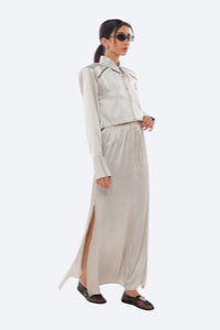 Silky Long Skirt | Silver Grey