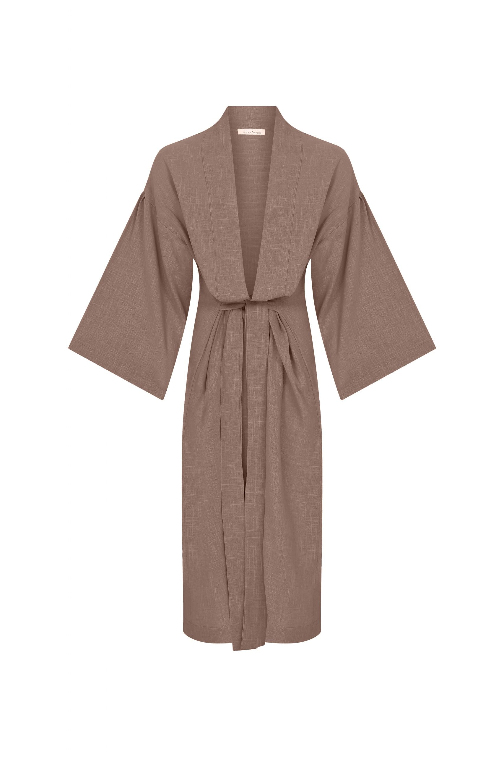 long kimono, with long sleeve , brown