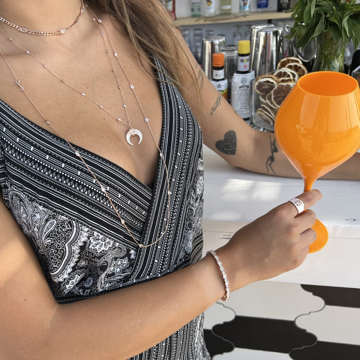 Three Emerald Cut Crystals Choker