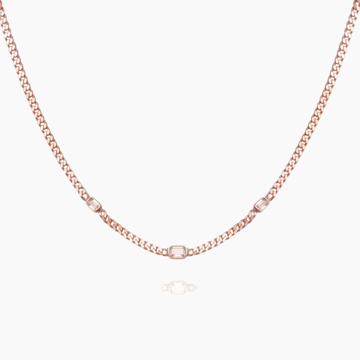 Three Emerald Cut Crystals Choker