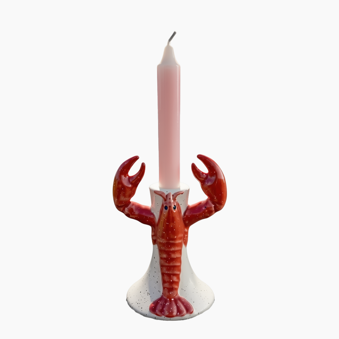 KAL-8189 Candle Stick Lobster Stoneware Red 12.2x10.7x17.8c