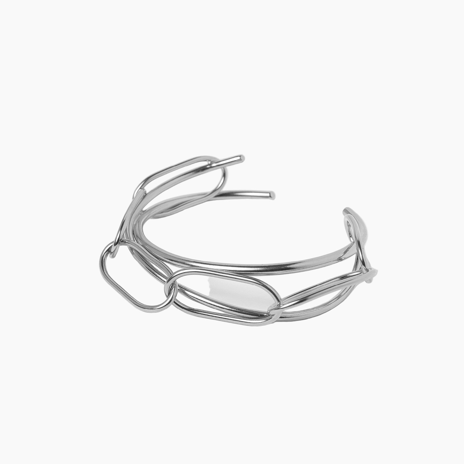 Silver bracelet on a white background