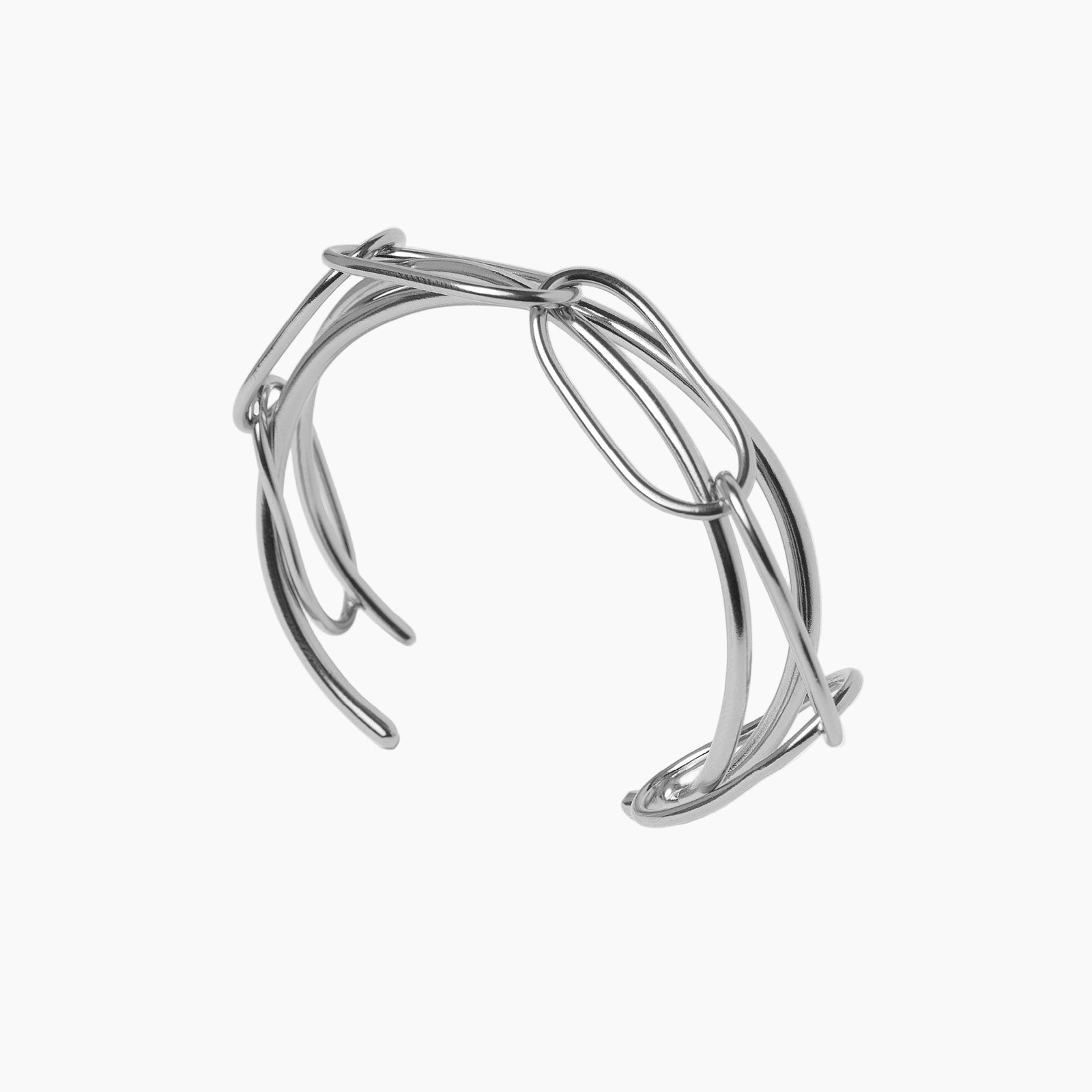 Silver bracelet on a white background