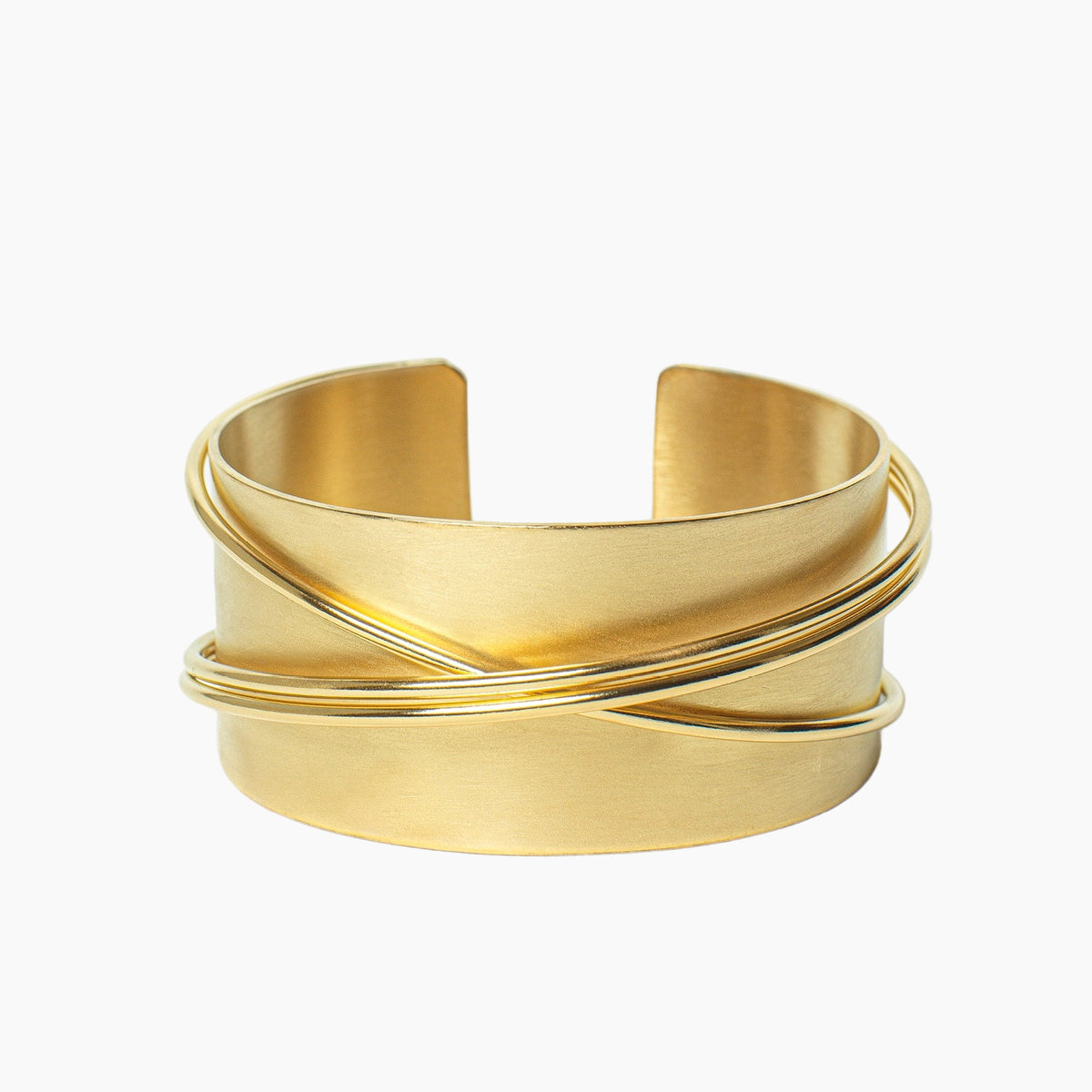 Gold bracelet on a white background
