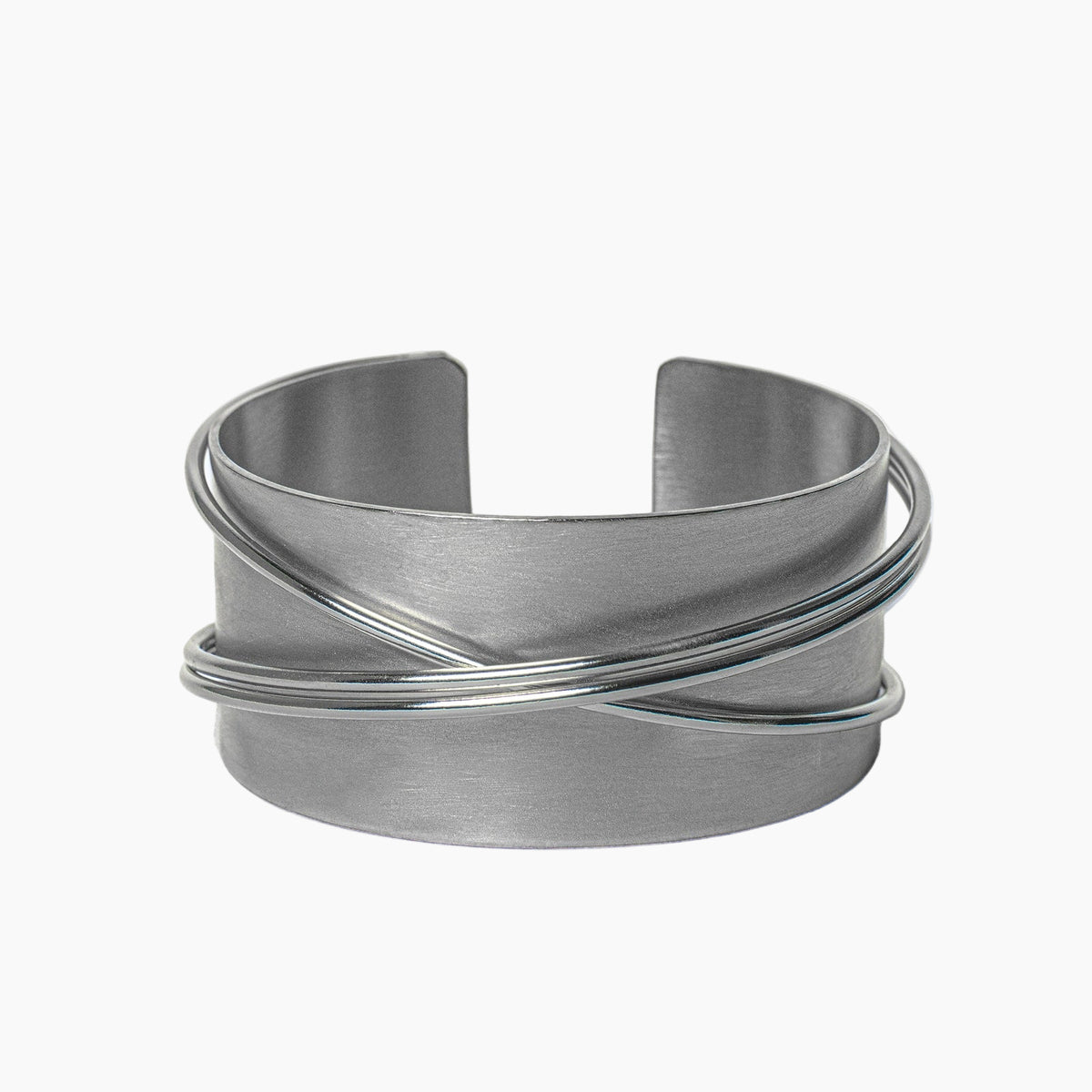 Silver bracelet on a white background