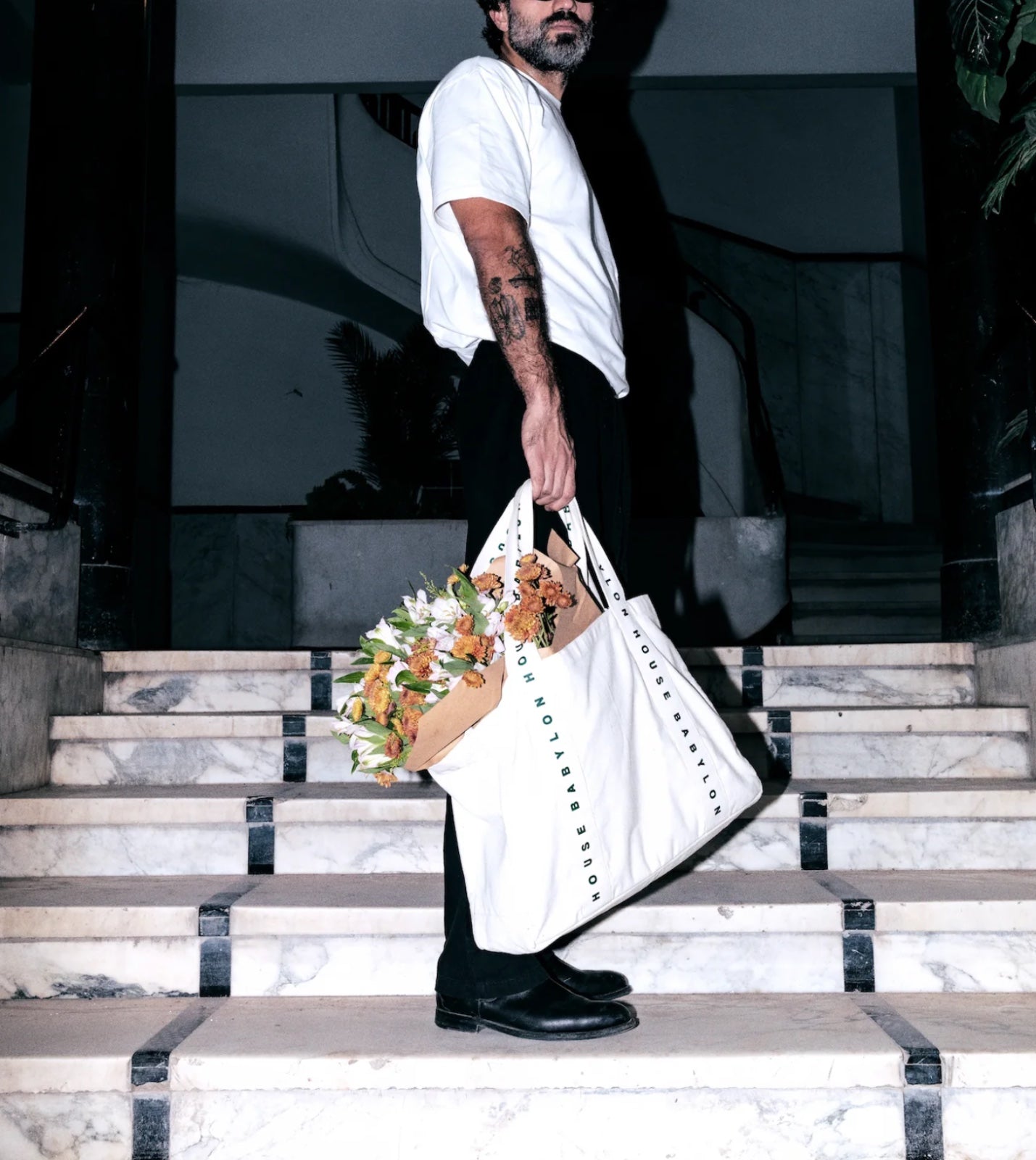 Monogram Piping Tote Bag