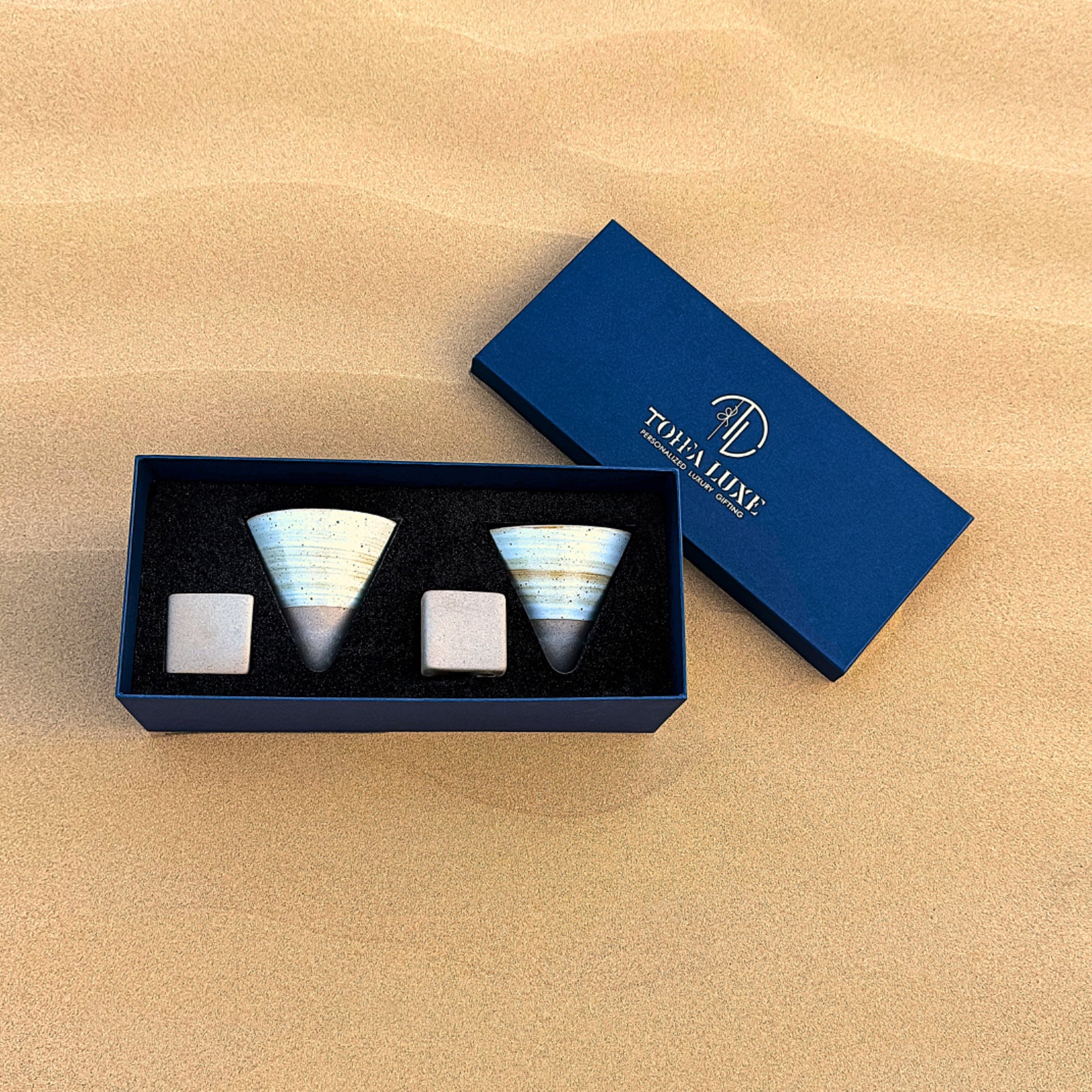 Tohfa Luxe Mehar Ceramic Cup with Stand Set of 2 – in a Gift Box