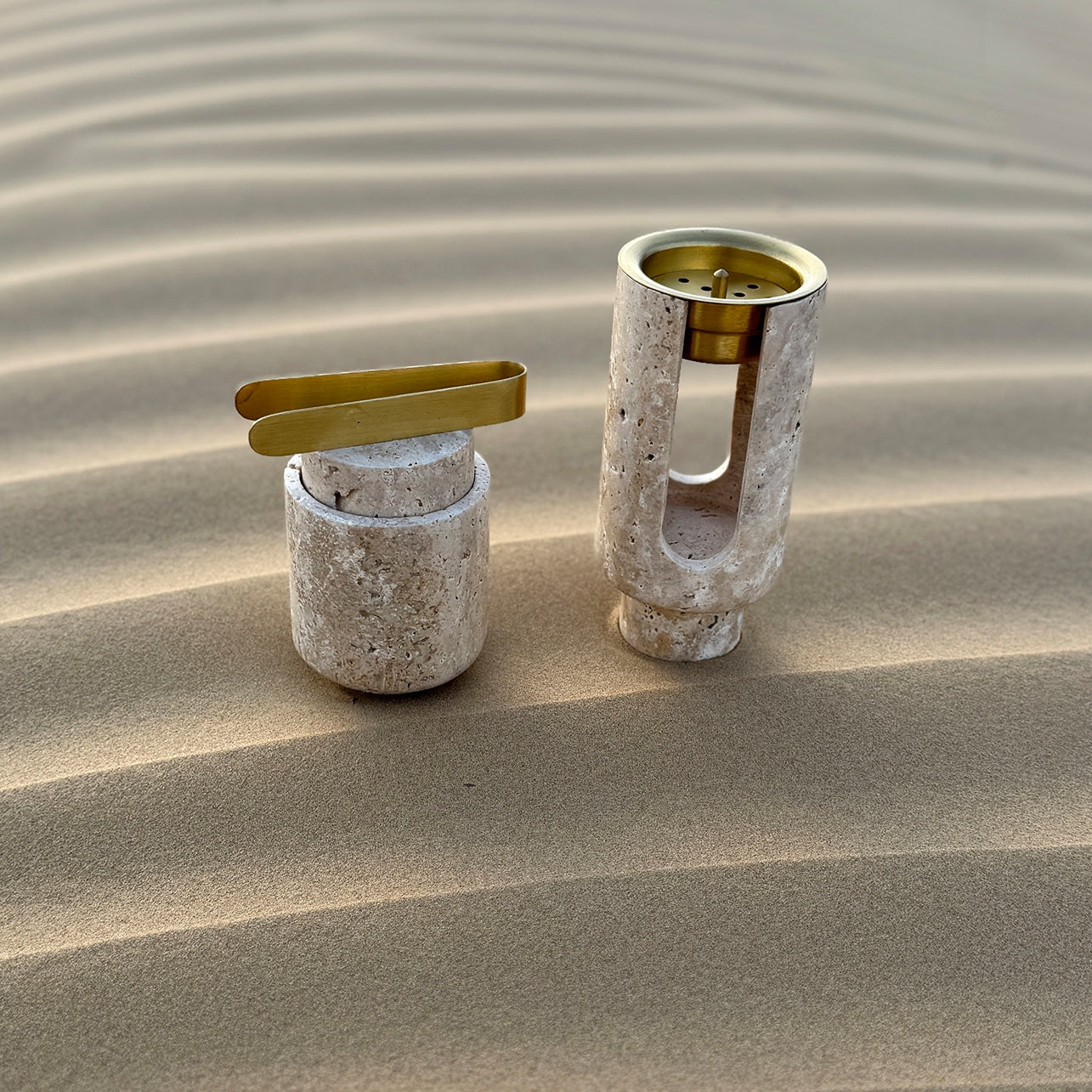 Tohfa Luxe Marble Bukhoor Set with Brass Accessories