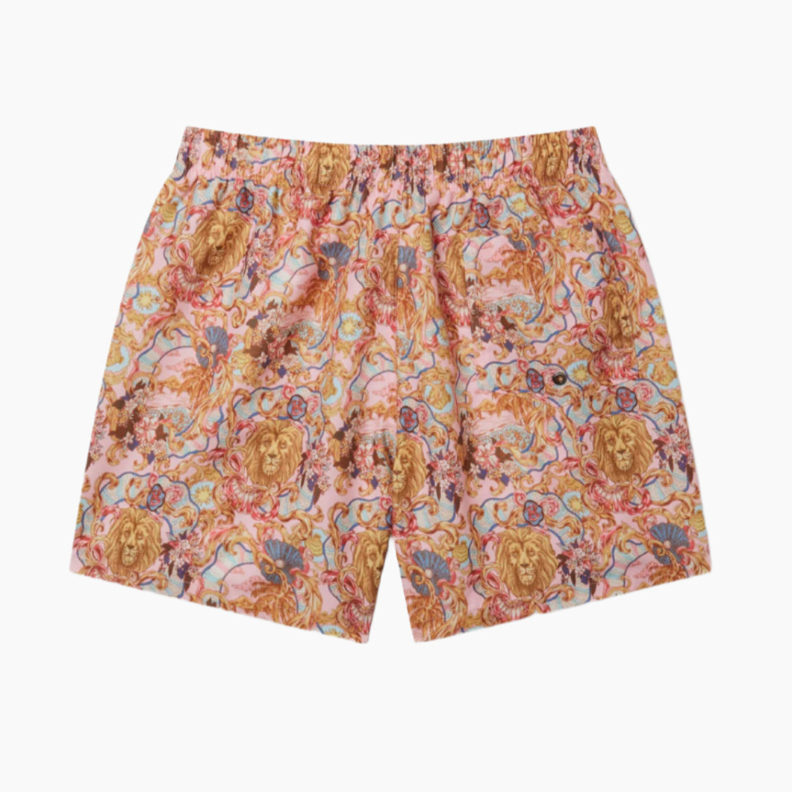 Colorful shorts with a pattern of lions and flowers