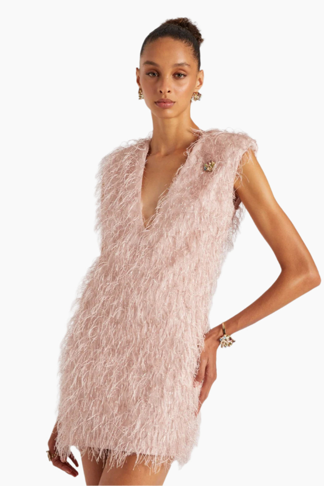 Genny Organza Feather Pink Dress