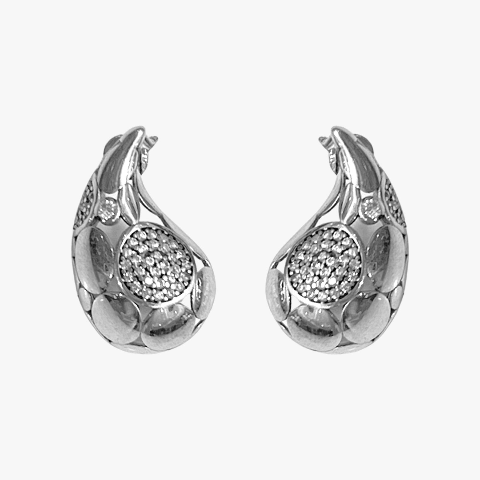 Chunky Dome Encrusted Cz Statement Earring