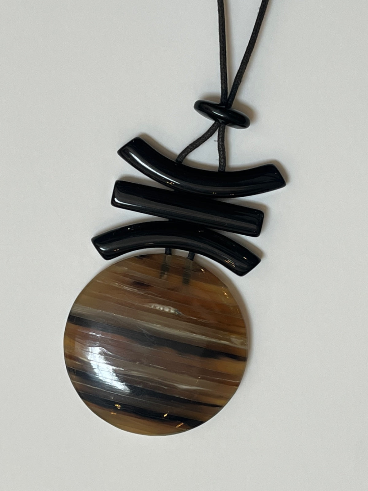 Collier Corne /Coton Totem Noir