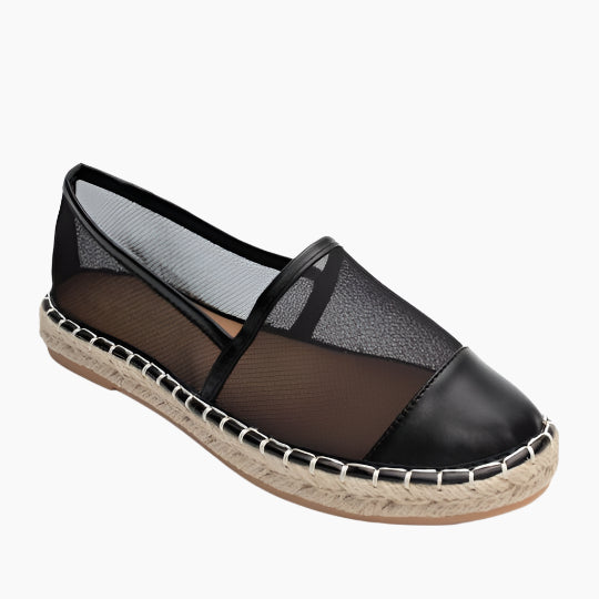 Black espadrille shoe with mesh design