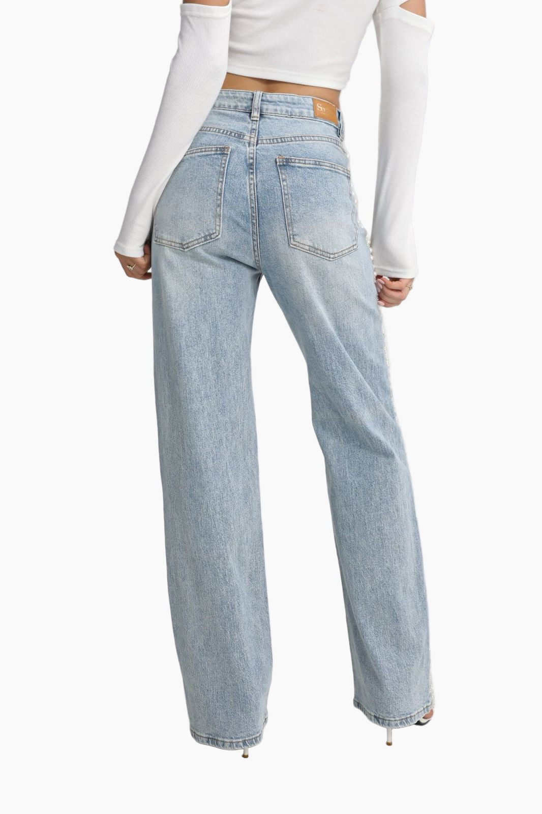 Light blue jeans worn by a person