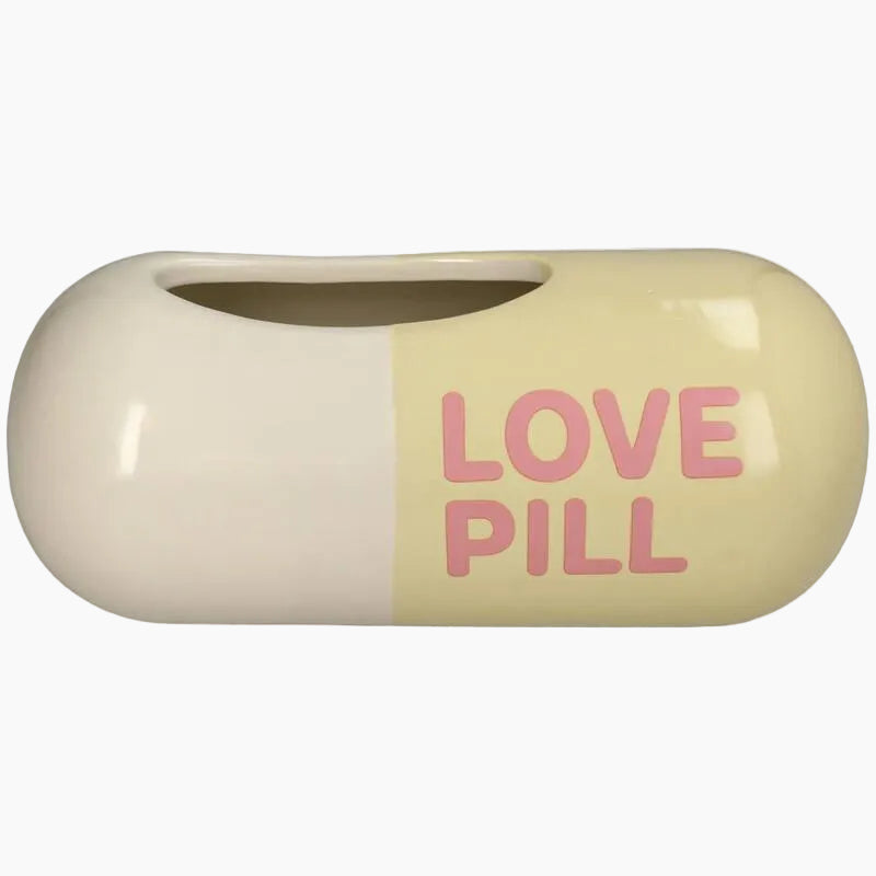 KAL-8438 Planter Love Pill Fine Earthenware Yellow 30.5x14x12