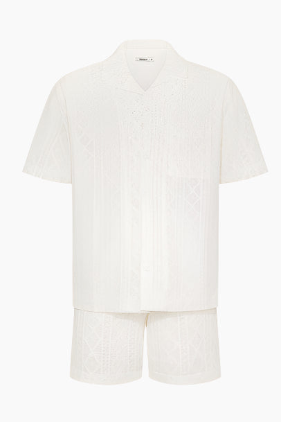 White shirt and shorts set