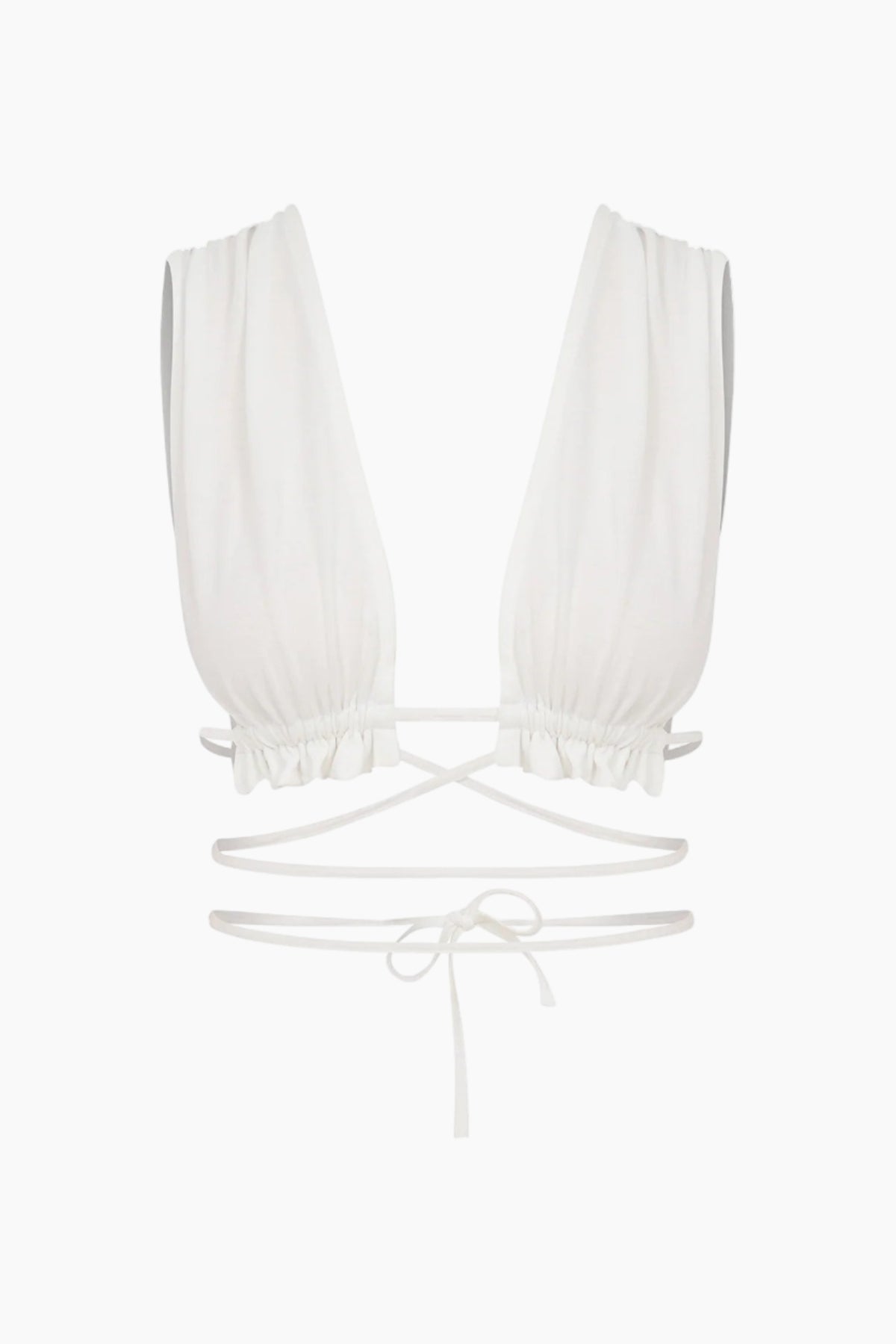 White bikini top with thin straps