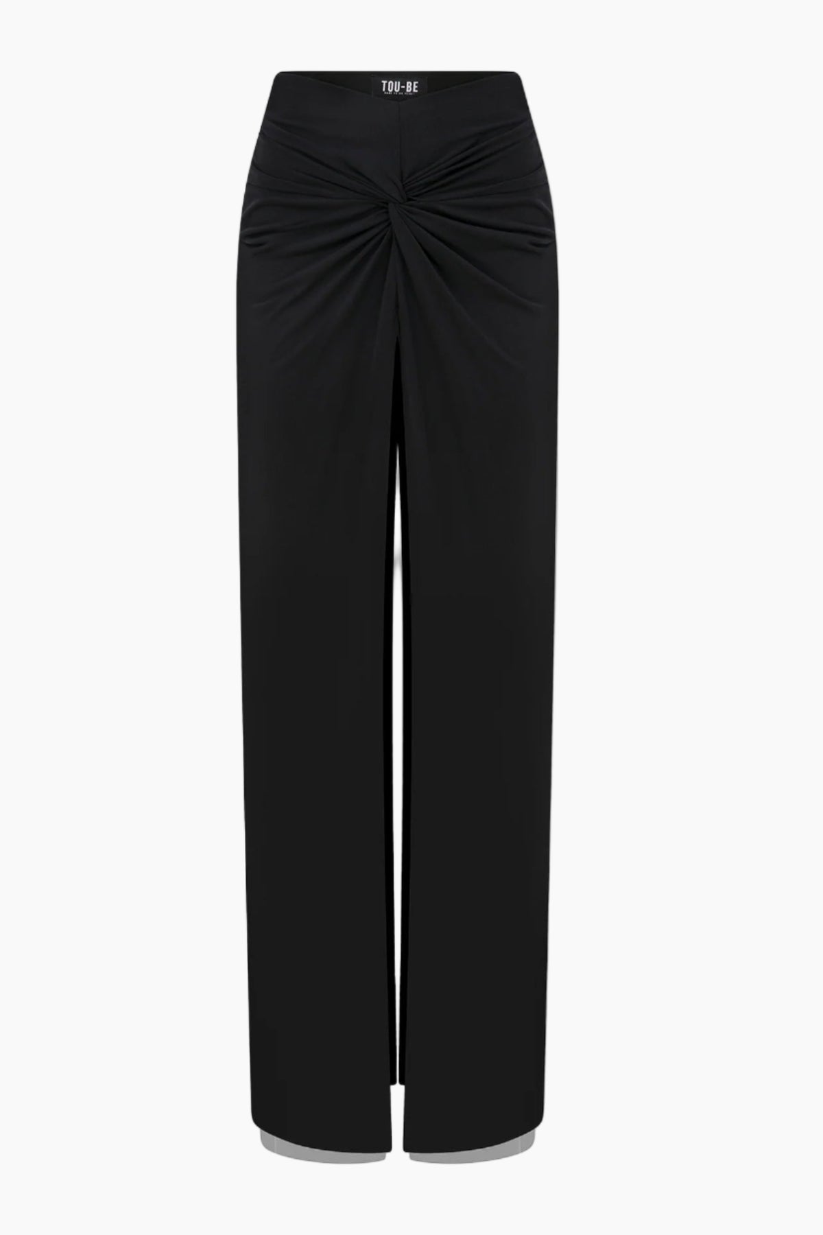 Black wide-leg pants with a front knot