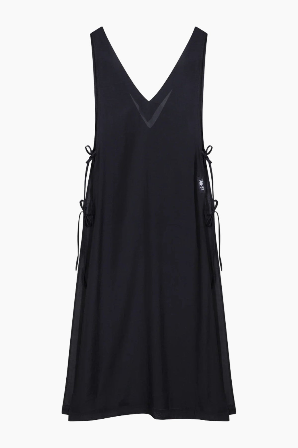 Black sleeveless dress with lace-up sides