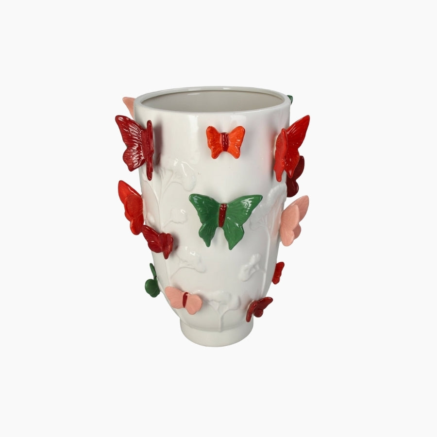 KAL-6251 Vase Butterfly Stoneware Multi 24.5x24.5x34cm