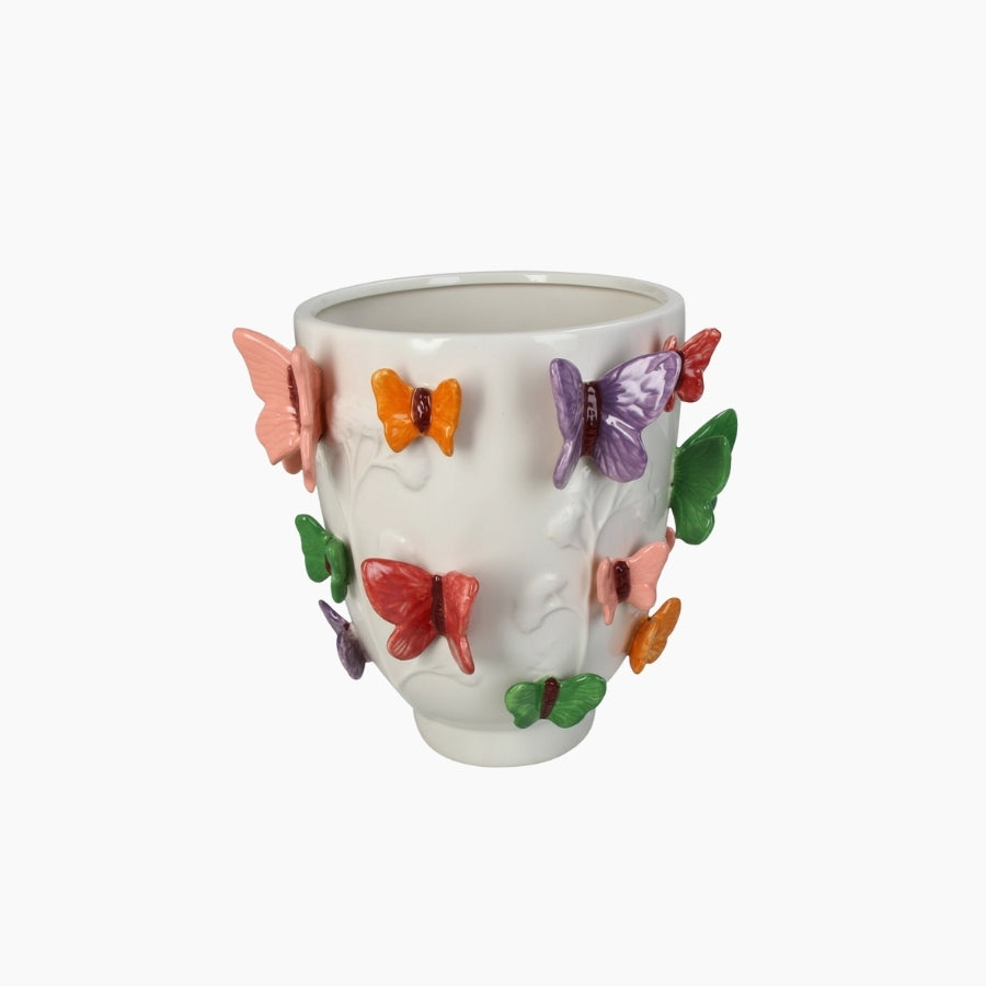 KAL-6250 Vase Butterfly Stoneware Multi 24.5x24.5x25cm