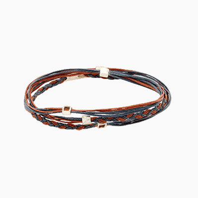 Handmade Sterling Silver 925 Bracelet with wax cord and silver square elements.