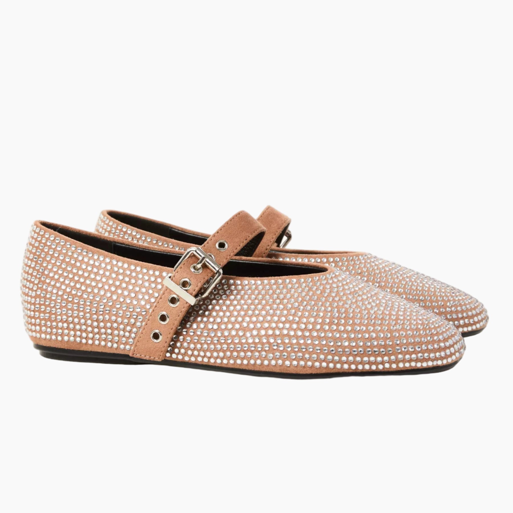 Pair of embellished flats with a strap