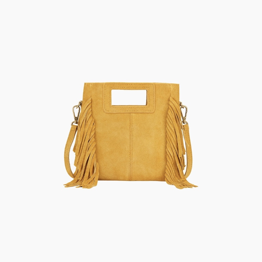 Yellow handbag with fringe details