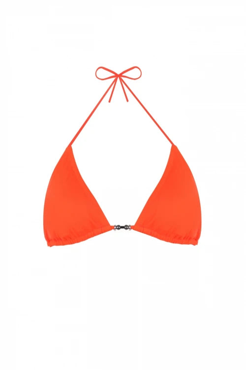 Metal Detailed Push Up Triangle Bikini Orange