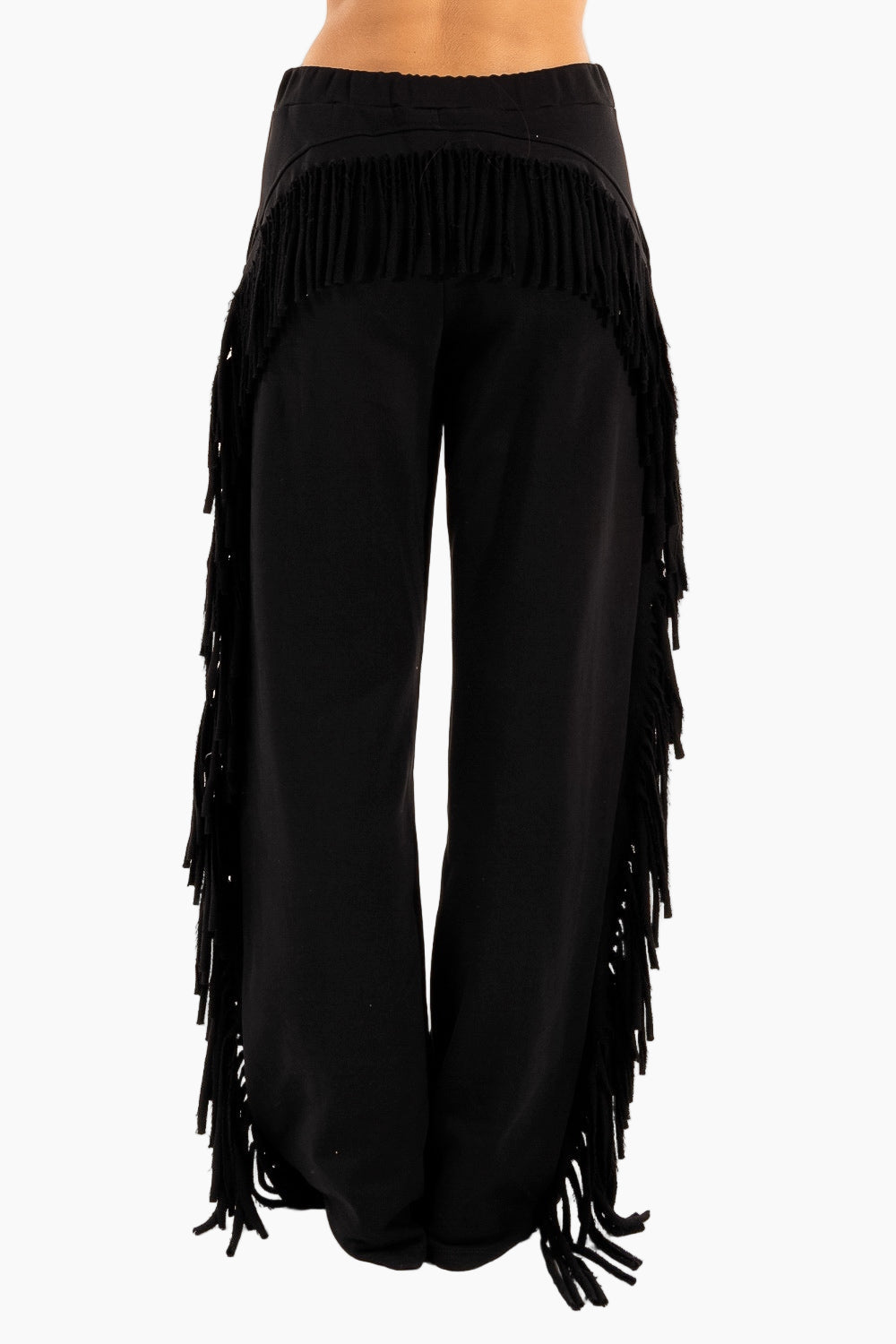 Black fringed pants