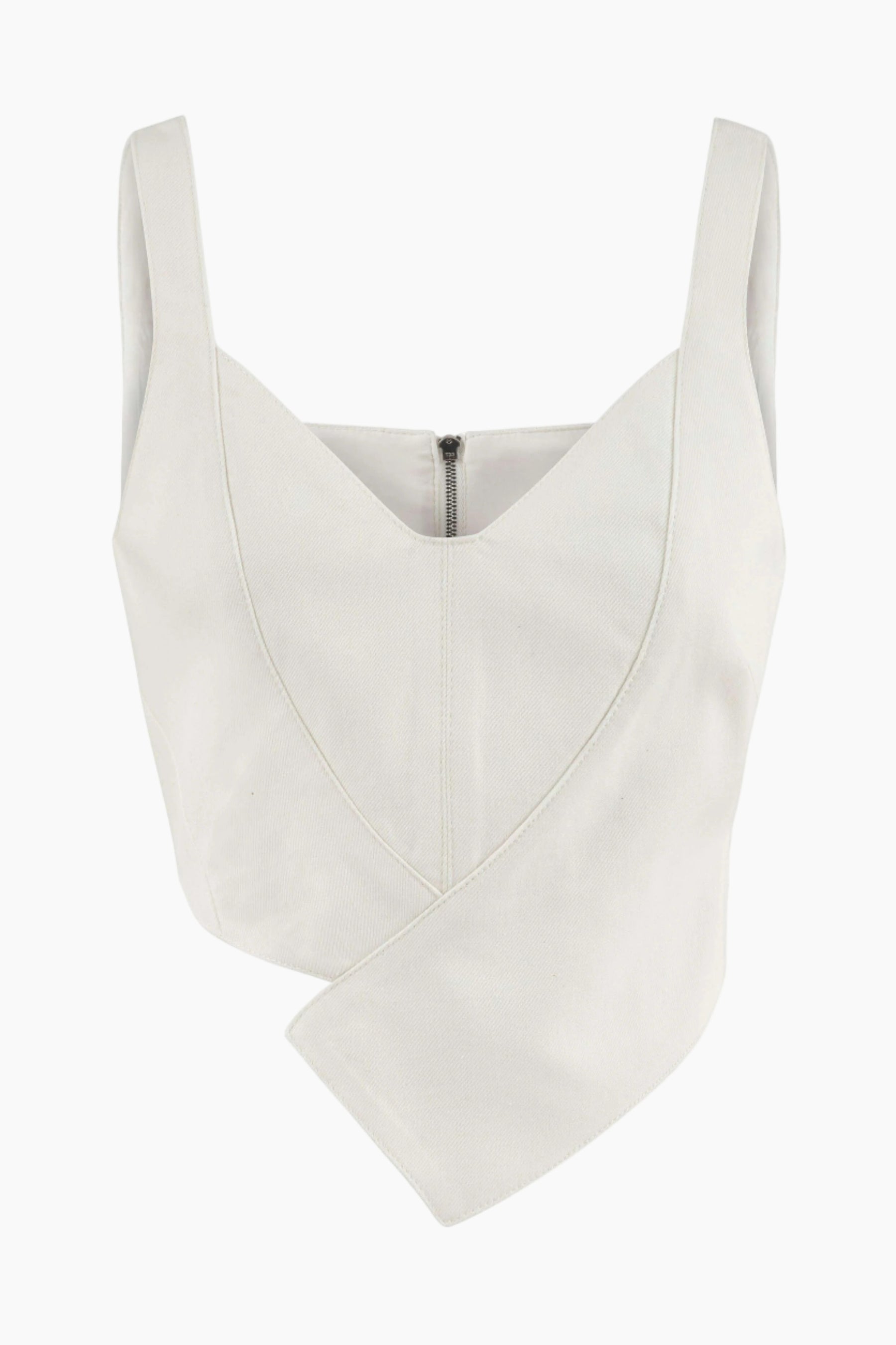 White sleeveless top with a V-neck