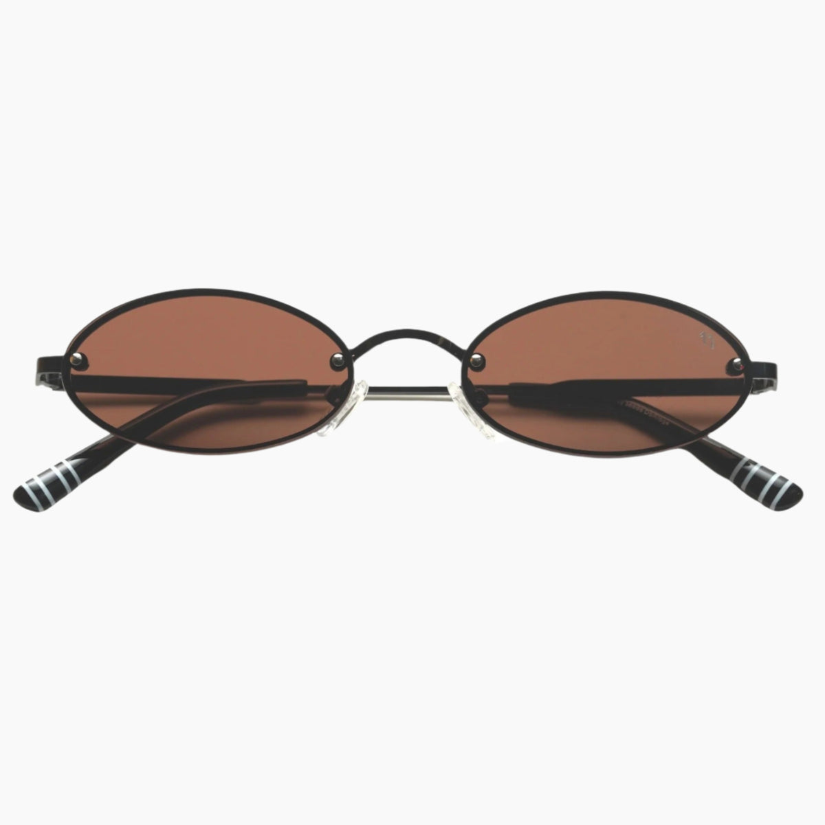 Sunglasses with brown lenses and black frame