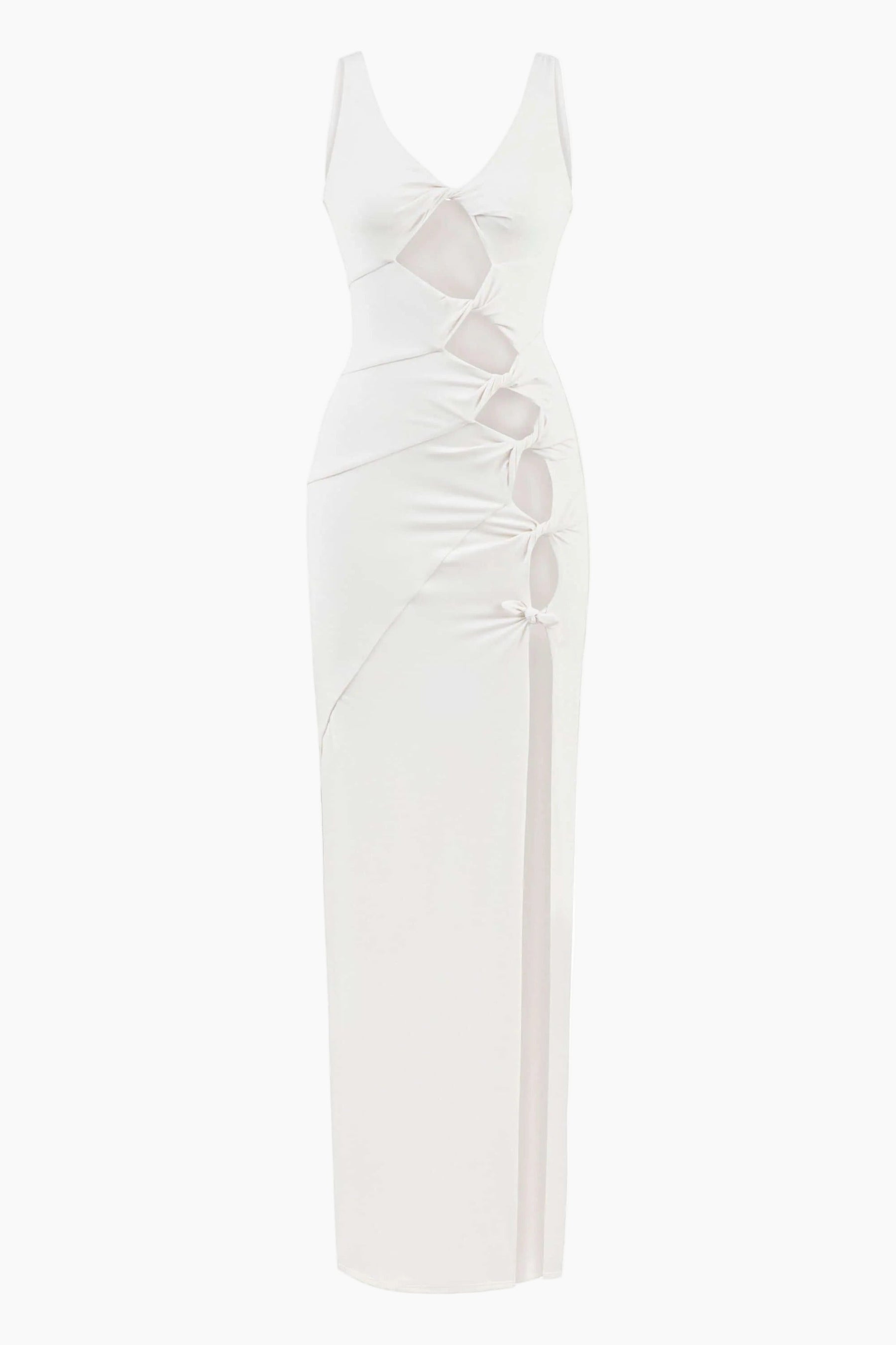 White dress with ruched design