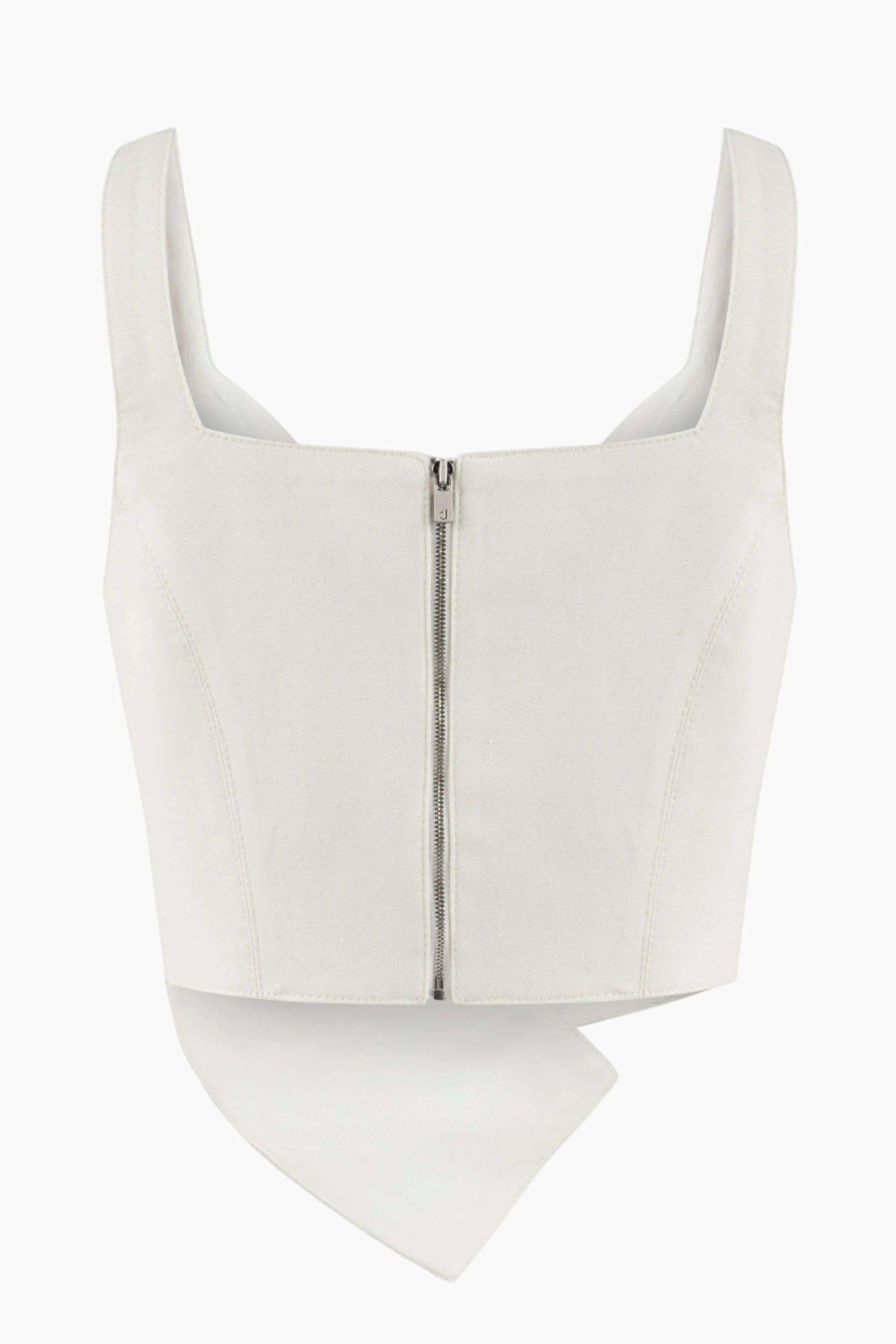 White sleeveless top with a zipper