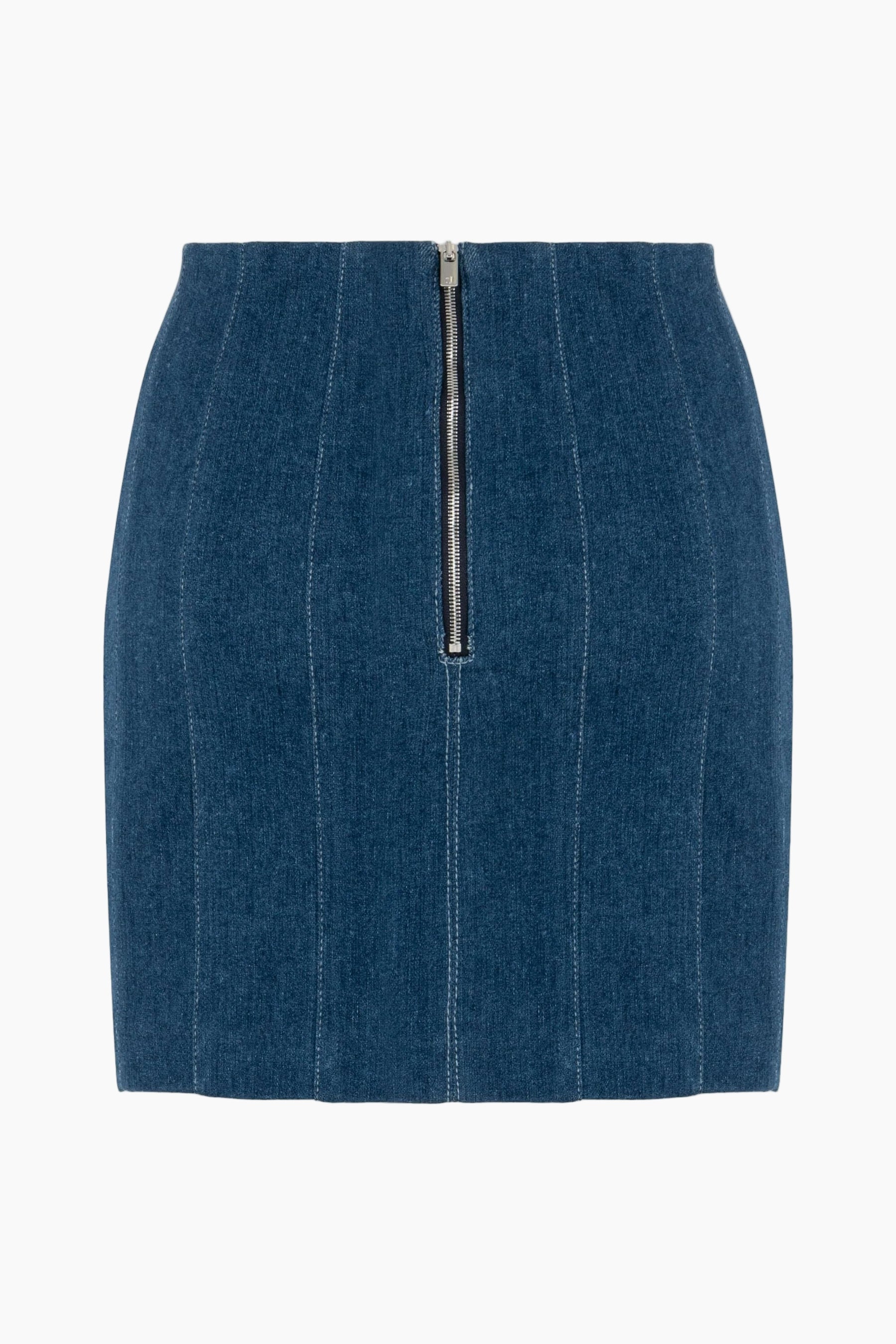 Blue denim skirt with a zipper