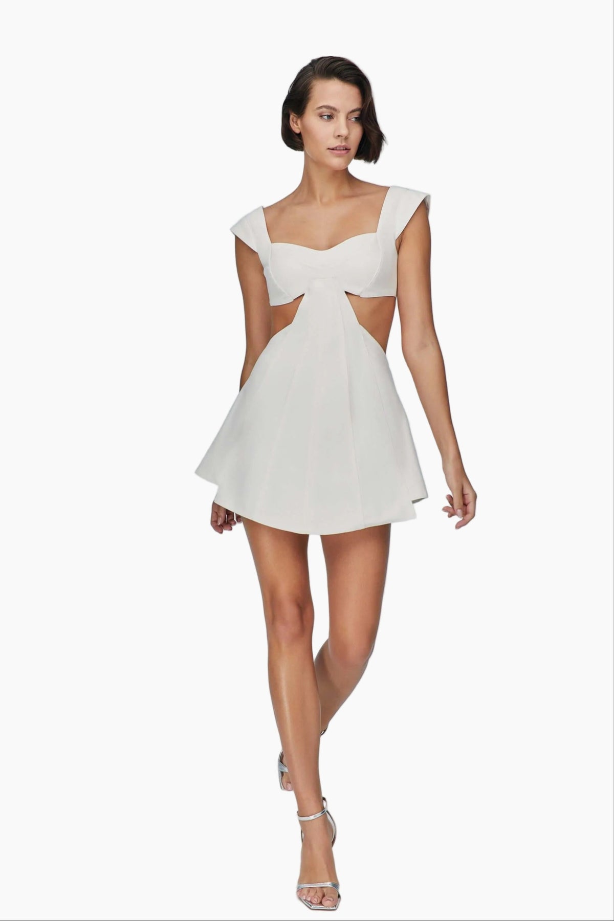 White dress with cut-out design
