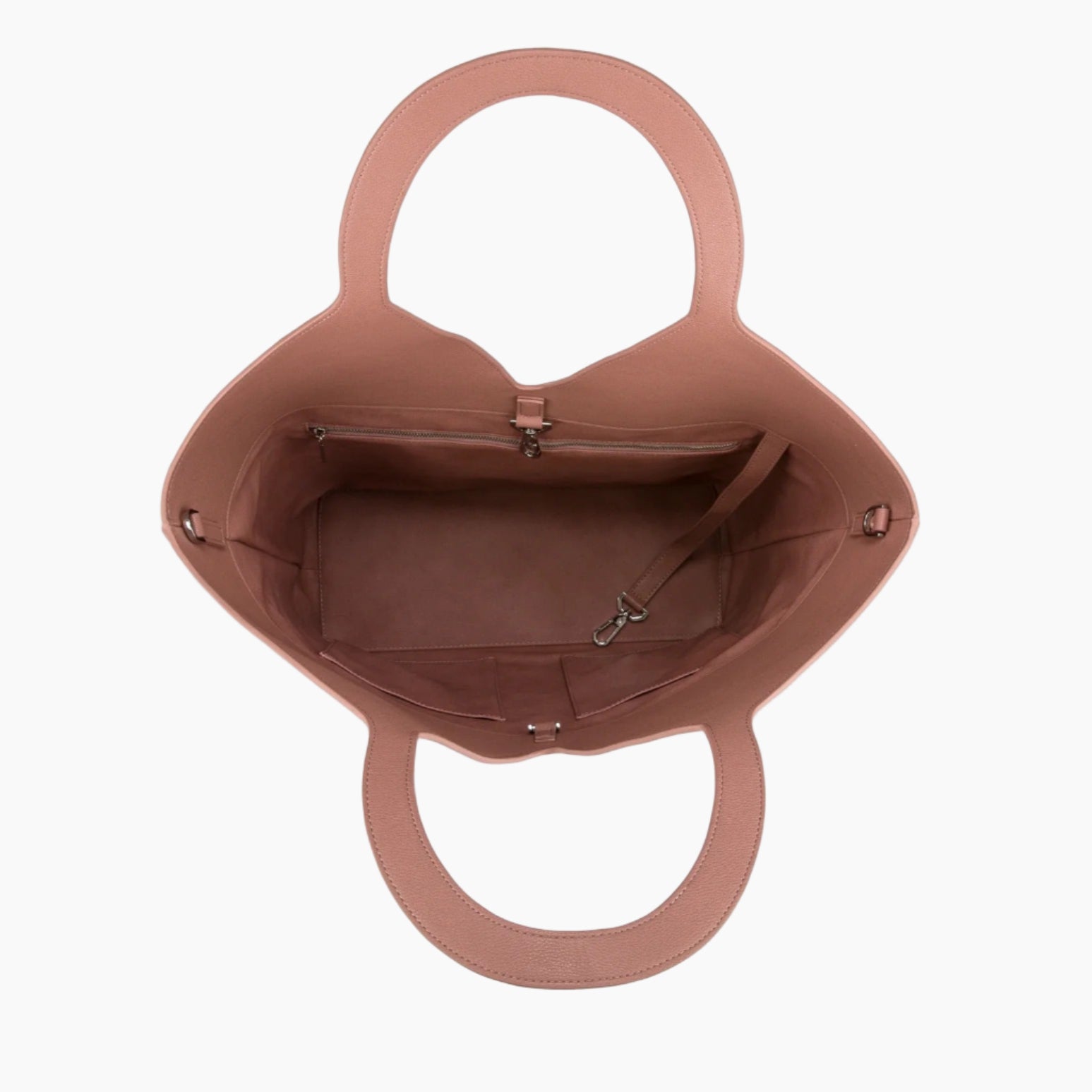 Brown handbag with handles on a white background