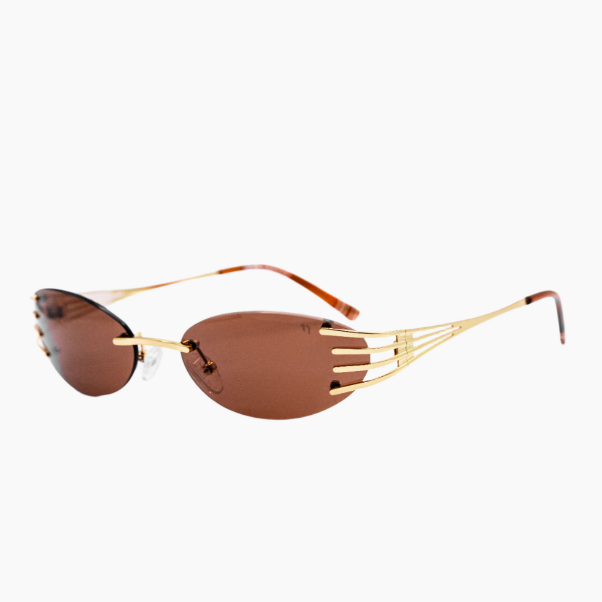 Sunglasses with gold frame and brown lenses